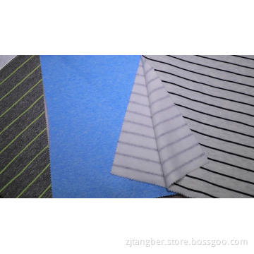 Yarn dyed striped one side brushed fleece fabric